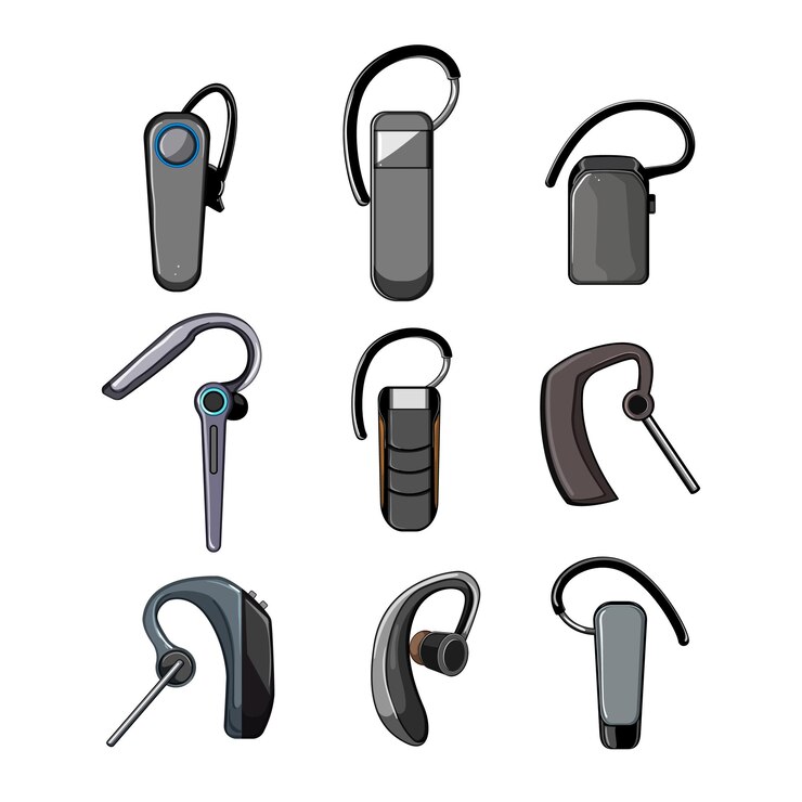 Vector conjunto de audio de auriculares ilustración vectorial de dibujos animados