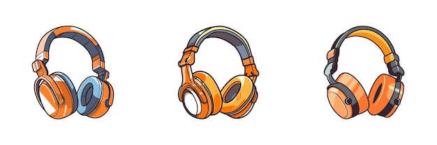 Conjunto de auriculares de dibujos animados Ilustración vectorial