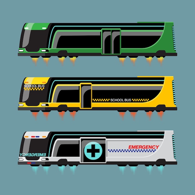 Conjunto de autobús de alta tecnología con estilo moderno.