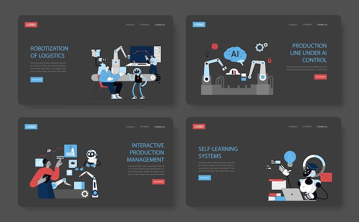 Vector el conjunto de automatización de la producción, la robótica avanzada, la transformación de la logística y el control de la fabricación