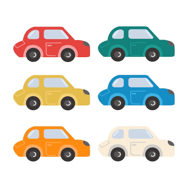 Un conjunto de autos coloridos con la palabra "auto" en el frente.