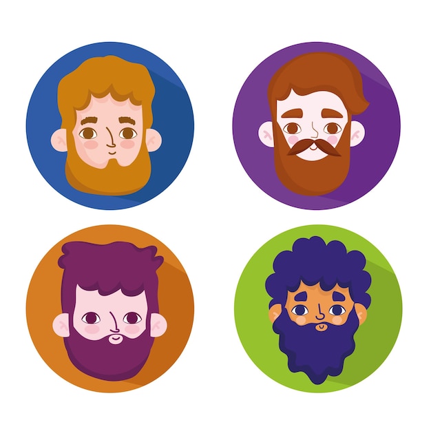 Vector conjunto de avatar masculino