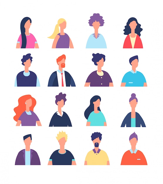Conjunto de avatares de personas
