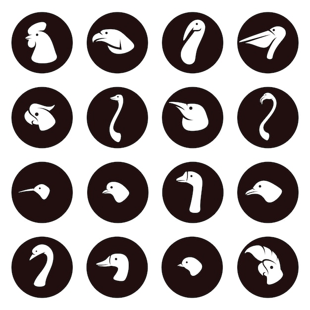 Conjunto de aves Icono de colección aves Vector