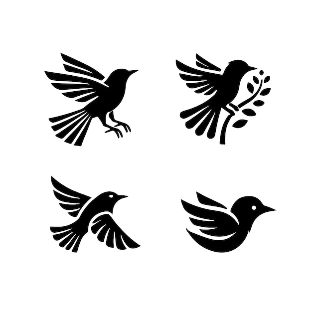 conjunto de aves siluetas conjunto de aves