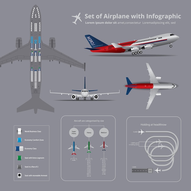 Conjunto de avión con infografía