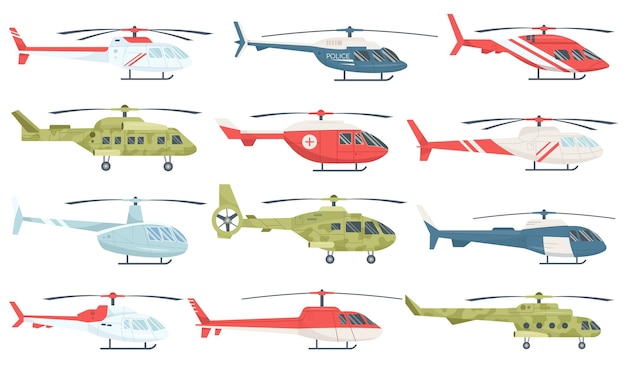 Conjunto de aviones helicópteros