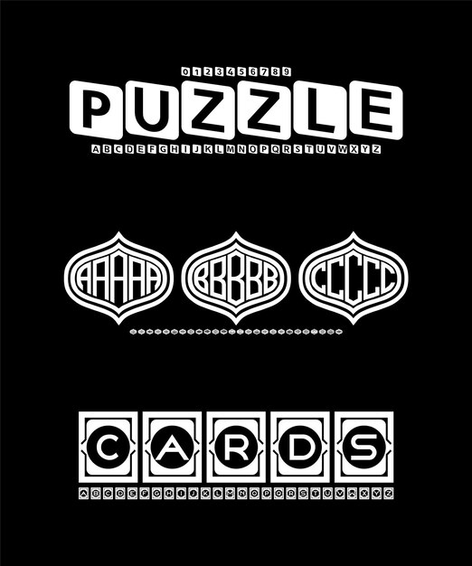 Conjunto de azulejos decorativos Bloques vectoriales creativos Mostrar fuentes alfabéticas Paquete de diseño Ilustración vectorial
