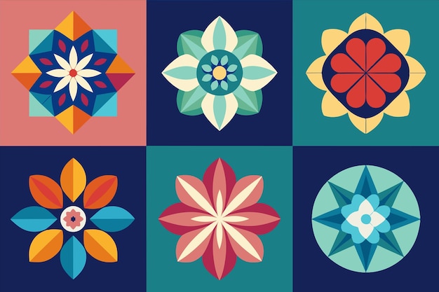 un conjunto de azulejos con diferentes diseños y un diseño