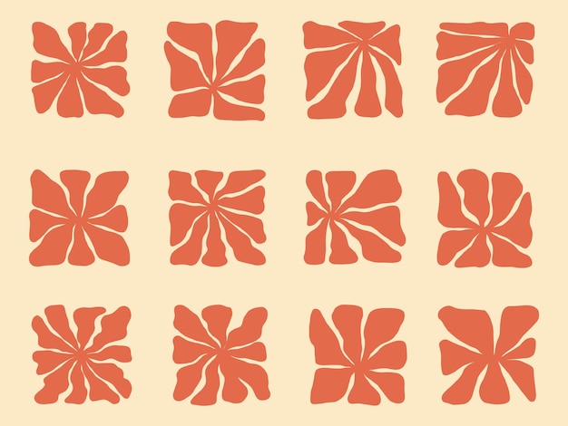 Conjunto de azulejos florales retro abstractos