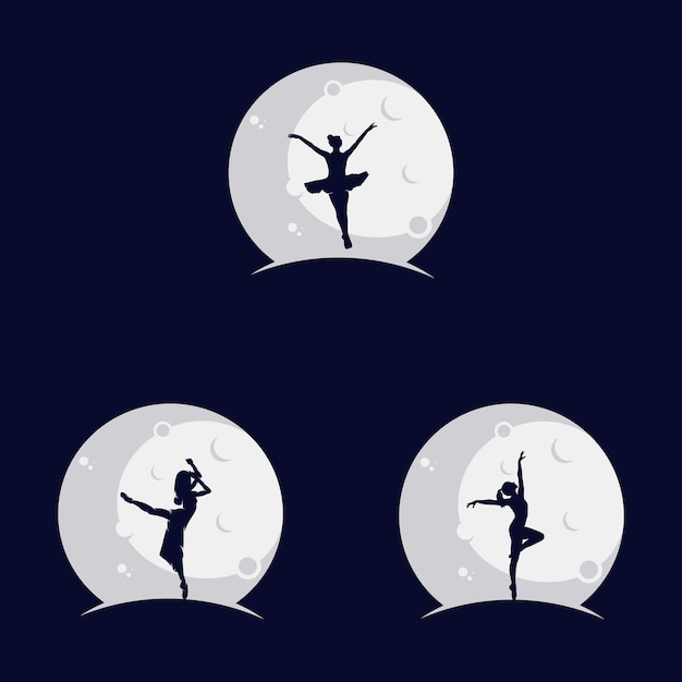 Conjunto de bailarina bailando en la luna.