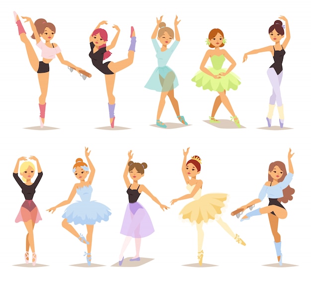 Vector conjunto de bailarinas de bailarina