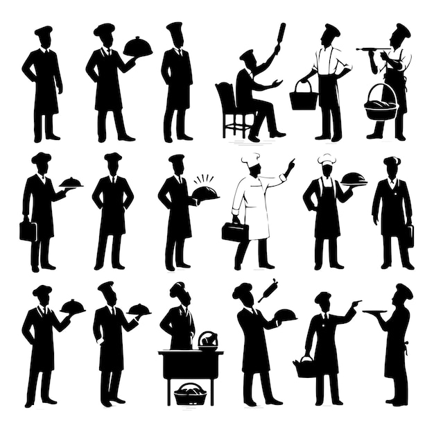 Conjunto de Baker con pin de rodadura Ilustración vectorial de silueta negra