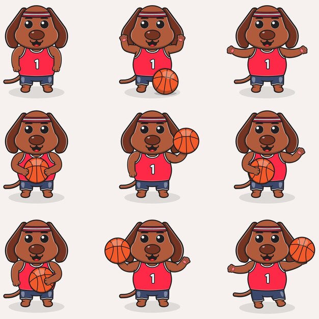 Conjunto de baloncesto para perros Canicho gracioso haciendo baloncesto