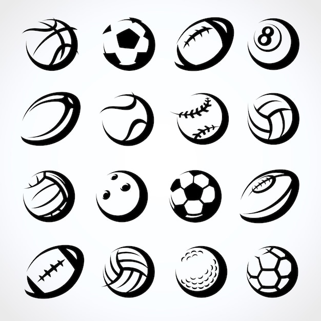 Conjunto de balones deportivos iconos de colección balones deportivos vector