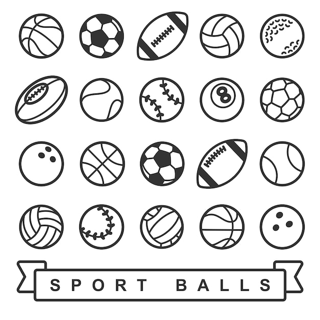 Conjunto de balones deportivos Iconos de colección balones deportivos Vector