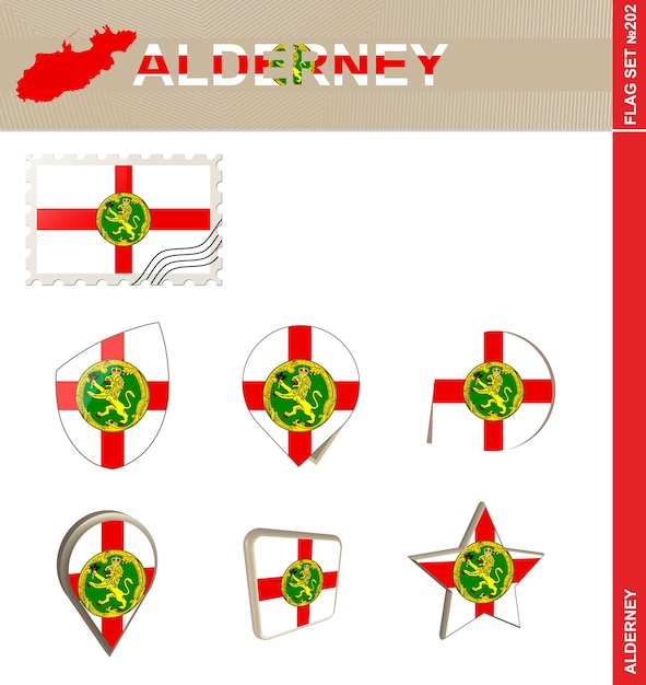 Conjunto de bandera de Alderney Conjunto de bandera 202 Vector