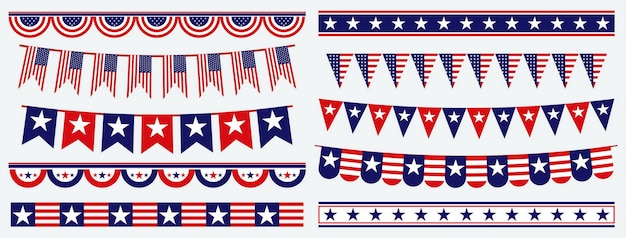Conjunto, de, bandera americana, clip art, aislado, eps, vector