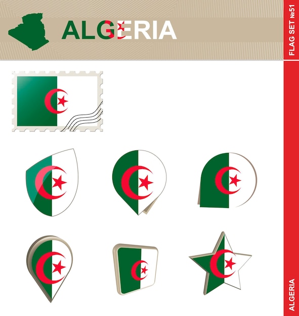 Conjunto de bandera de Argelia Conjunto de bandera 51 Vector