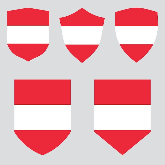 Conjunto de bandera de Austria en marco en forma de escudo