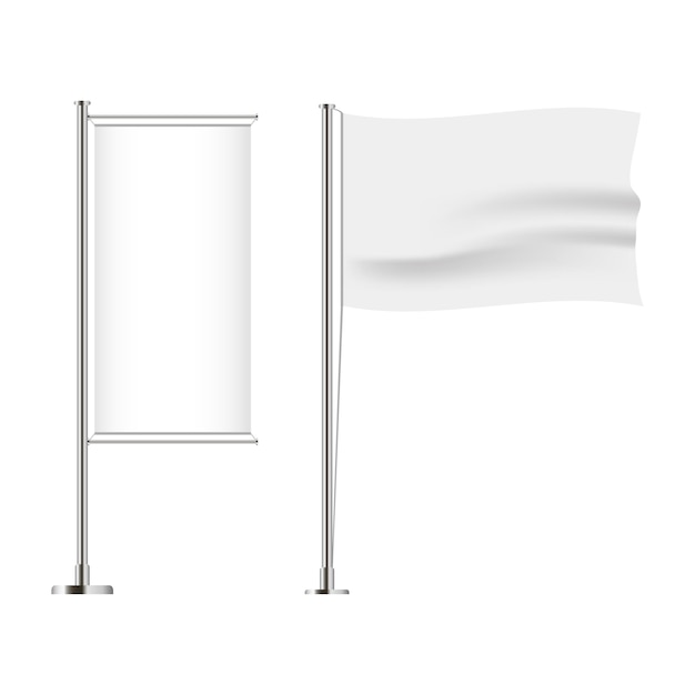 Conjunto de bandera. bandera horizontal y vertical, ondulada y de banner. maqueta realista. ilustración vectorial.