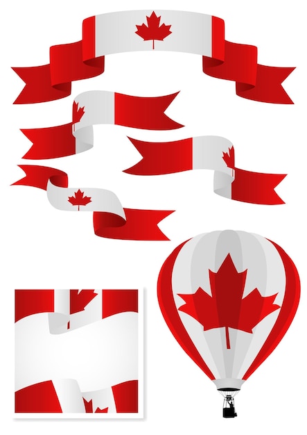 Conjunto de bandera de Canadá en diferentes medios