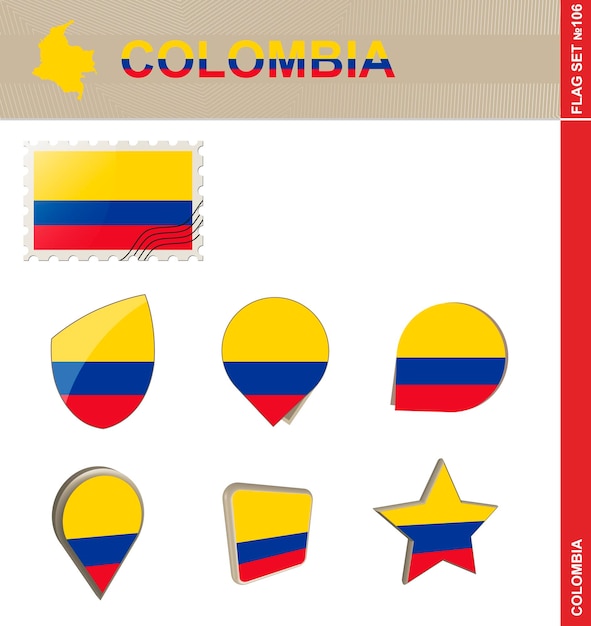 Vector conjunto de bandera de colombia conjunto de bandera 106 vector