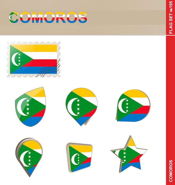 Conjunto de bandera de comoras conjunto de bandera 195 vector