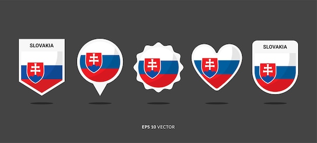 Conjunto de bandera de Eslovaquia Ilustración vectorial Buena utilizada para adhesivo Logo Icono Clipart Etc EPS 10 Vector