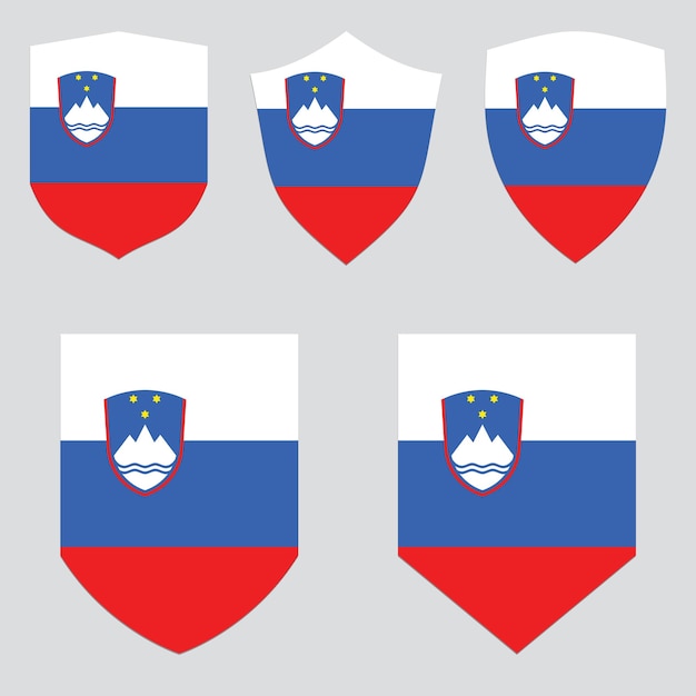 Conjunto de bandera de Eslovenia en marco en forma de escudo