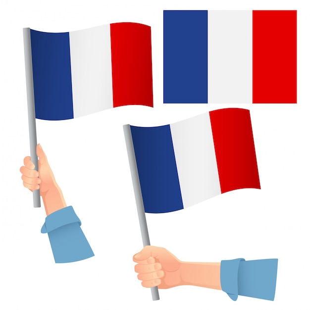 Conjunto de bandera de francia en la mano