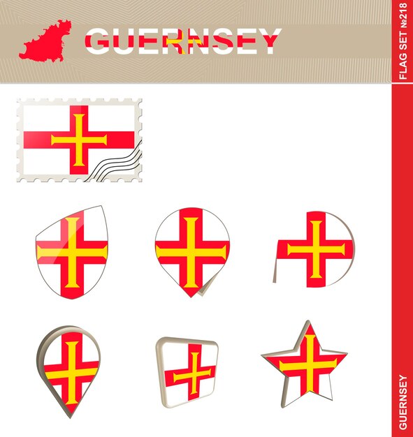 Conjunto de bandera de Guernsey Conjunto de bandera 218 Vector