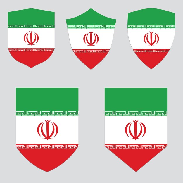 Conjunto de bandera de Irán en marco en forma de escudo