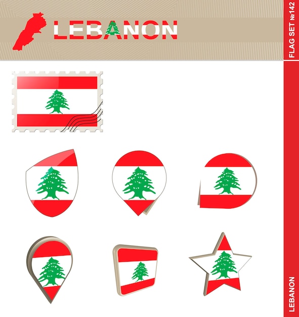 Conjunto de bandera de Líbano Conjunto de bandera 142 Vector