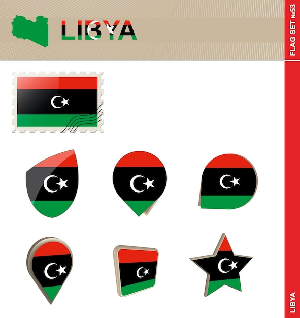 Conjunto de bandera de Libia Conjunto de bandera 53 Vector