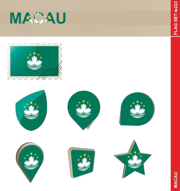 Conjunto de bandera de Macao Conjunto de bandera 223 Vector