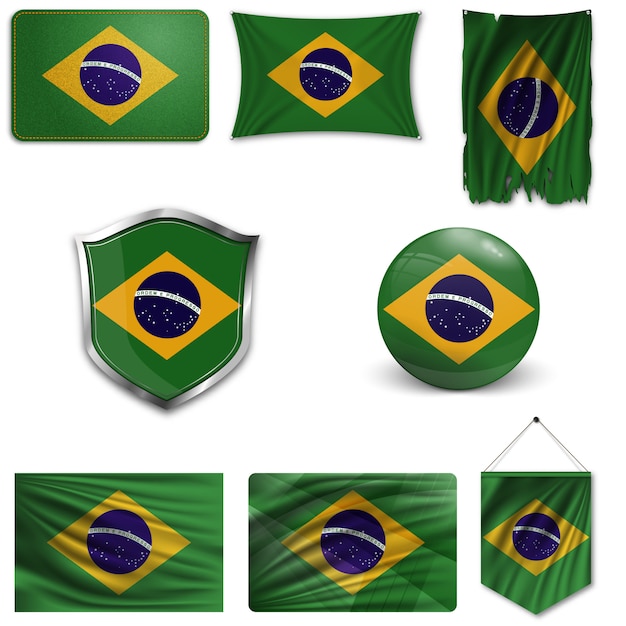 Conjunto de la bandera nacional de brasil.