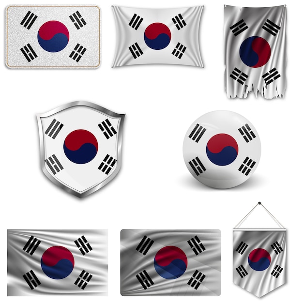 Conjunto de la bandera nacional de corea del sur.