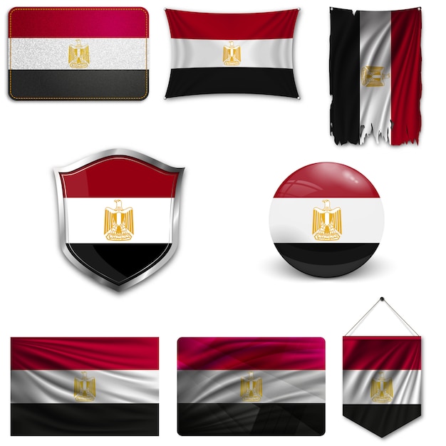 Conjunto de la bandera nacional de egipto