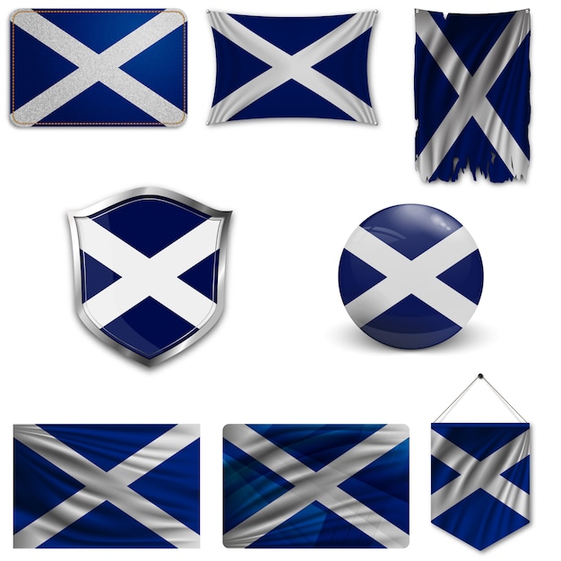 Conjunto de la bandera nacional de escocia.