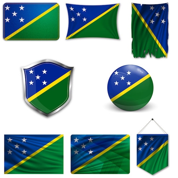 Conjunto de la bandera nacional de las islas salomón.