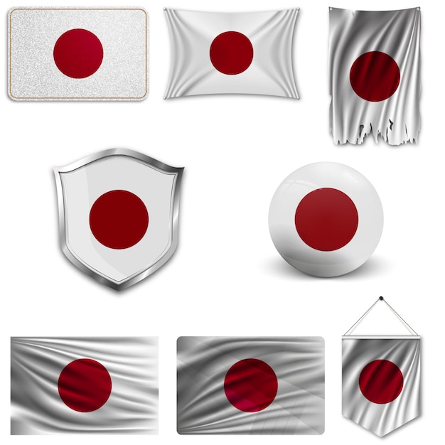 Conjunto de la bandera nacional de japón.