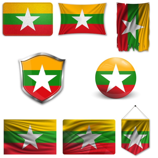 Conjunto de la bandera nacional de myanmar