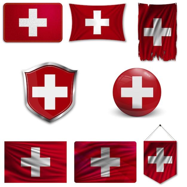 Conjunto de la bandera nacional de Suiza.