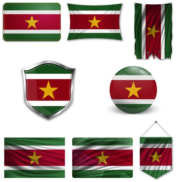 Conjunto de la bandera nacional de surinam.