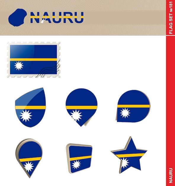 Conjunto de bandera de Nauru Conjunto de bandera 181 Vector