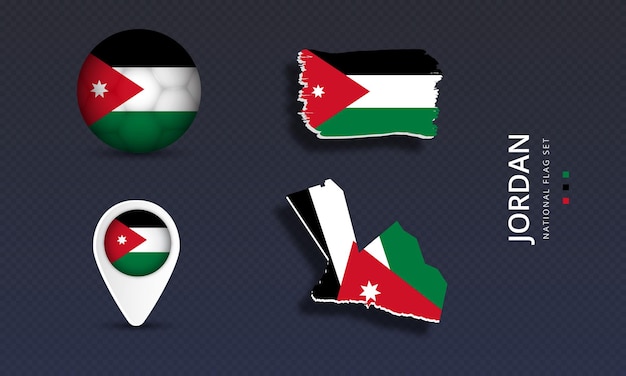 Vector conjunto de bandera de onda de país nacional de jordania