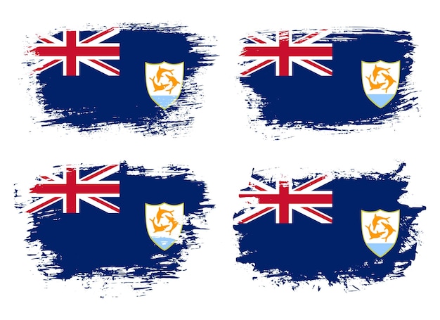 Conjunto de la bandera del país de Anguila en un fondo sólido