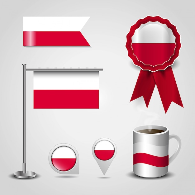 Conjunto de bandera de país de polonia