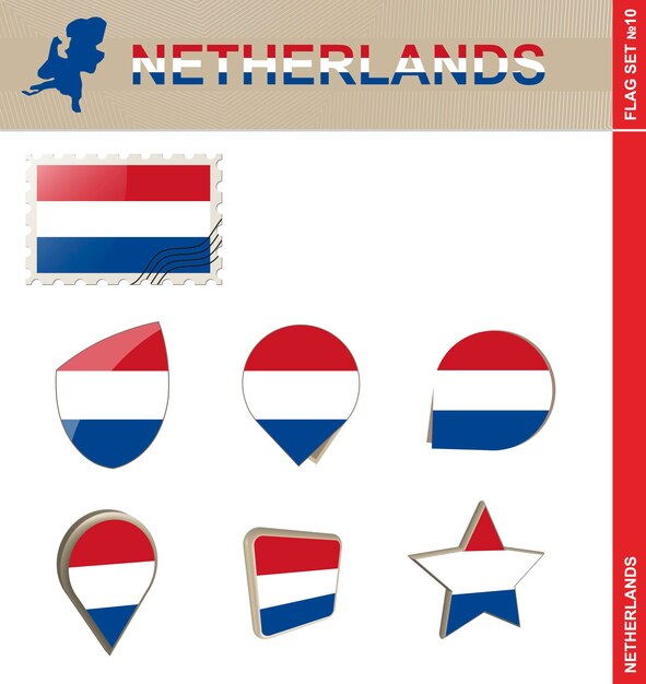 Conjunto de bandera de Países Bajos Conjunto de bandera 10 Vector